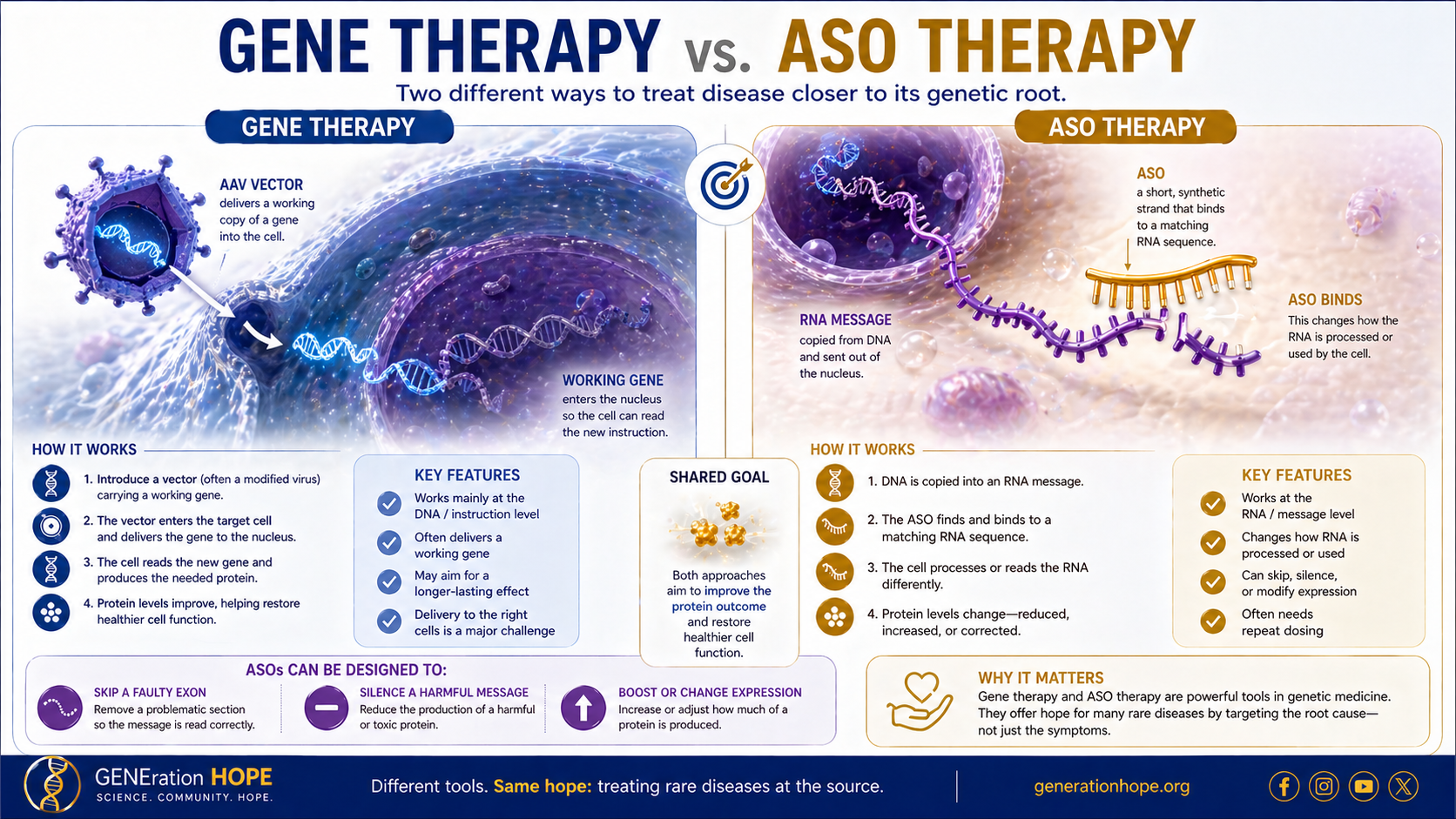 Gene Therapy vs ASO Therapy explainer visual